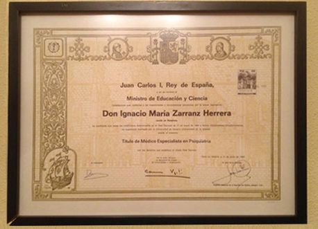 Iñaki Zarranz Herrera Oria diploma